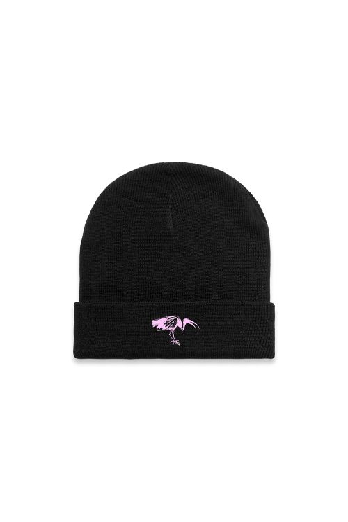 Pink Ibis Black Beanie by DMA'S